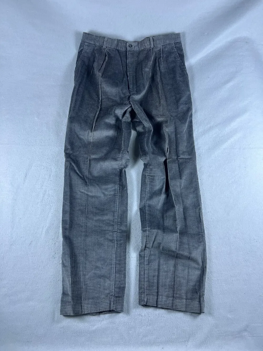 David Rose For Camden Passage Pants Mens 34x30 Gray Houndstooth Corduroy Pleated